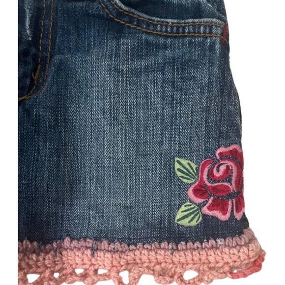 Upcycled One-Of-A-Kind Girls The Children's Place Embroidered Denim Skort 3T - Picture 3 of 5